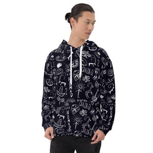 Kazakh Items Pattern Unisex Hoodie, Kazakhstan, Kazakh, Sports, Central Asia