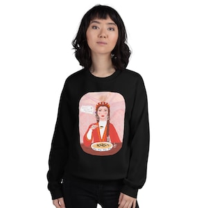 Kazakh Girl loves Beshbarkmak, Original Design, Kazakh, Classic Unisex, Crewneck Sweatshirt, Kazakhstan