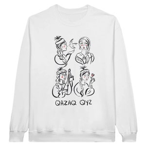 Kazakh Girl Design, Qazaq Gyz, Kazakh, Classic Unisex, Crewneck Sweatshirt, Kazakhstan