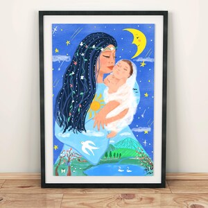 The Mother Earth, Mother’s Love, Gaia, Mum, Nature, Child, Artwork, Art Print, Wall Decor, Poster, Mother’s Day