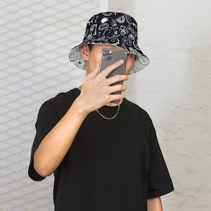 Kazakh Pattern Reversible bucket hat, Kazakhstan, Kazakh, Gift, Souvenir