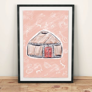 Yurt, Nomad, Ethnic, Kazakh, Original Artwork, Kazakhstan, Traditional, Art Print, Wall Decor, Poster, Ethno, Central Asia, Boho