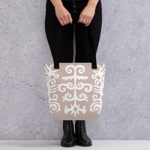 Modern Oyu Ethnic Ornament Tote Bag, Kazakh, Uzbek, Kyrgyz, Central Asian, Fashion