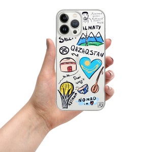 Custodia trasparente dal design kazako unico per iPhone®, custodia per cellulare, Kazakistan, Kazakistan, Asia centrale, regalo, souvenir
