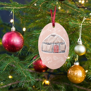 Yurt, Kazakh, Wooden ornaments, Magnet, Christmas, New Year, Festive, Celebration
