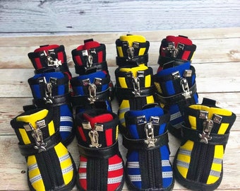 Blue/red/yellow Breathable Mesh Pet Shoes Anti-skid Sole Zipper