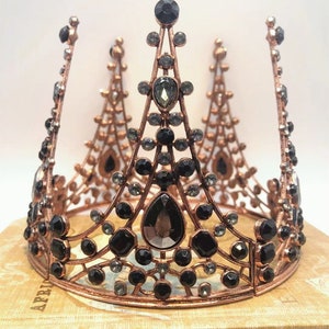 Black Wedding Crown Tiara Bridal Princess Queen Crown Rhinestone