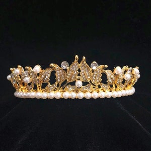 Pearl Bridal Tiara, Leaf Pearl Wedding Tiara-wedding tiara, princess tiara, crown, head piece tiara, prom tiara, head piece
