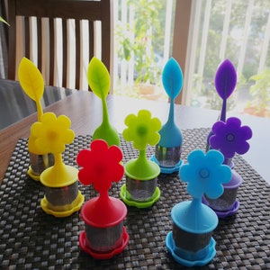 Silicone Stainless Steel Tea Infuser-Green, Blue, Red, Yellow, light Purple/leaf/flower/baby nessie