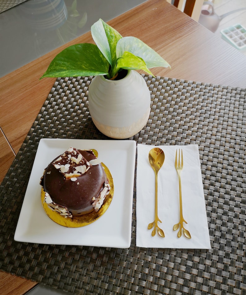 Leaf Handle Dessert Spoon Fork Setcoffee Tea Ice Cream Etsy