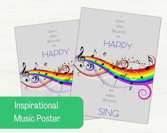 Music Classroom Poster, Music Quote Poster, Inspirational Music Quote, Printable Music Poster