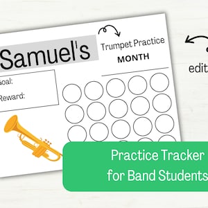 Band Practice Tracker, Practice Chart, Music Practice Chart, Printable Practice Chart, Practice Schedule