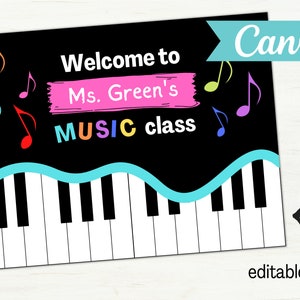 Music Classroom Sign, Editable Music Teacher Poster, Digital Print