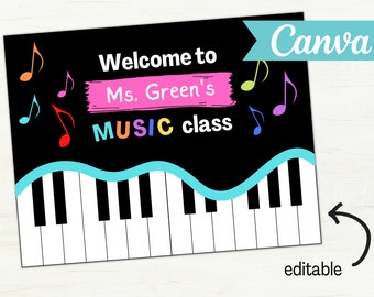 Music Classroom Sign, Editable Music Teacher Poster, Digital Print