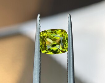 Natural Green Sphene cushion cut 1.38 carat, perfect for jewellery and gift .