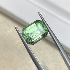 Natural Apple green Rutile  Peridot emerald cut  5.27 carat ,August birthstone , perfect for jewellery and gifts.