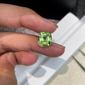 Natural Apple green Rutile  Peridot Ascher cut  6.26 carat ,August birthstone , perfect for jewellery and gifts.