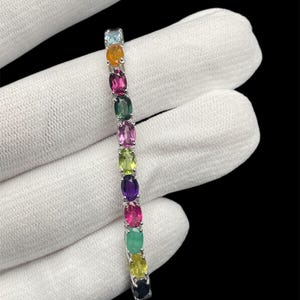 Bracciale in argento sterling fatto a mano con pietre preziose – Gioiello multipietra Boho Chic, regalo naturale semiprezioso per lei