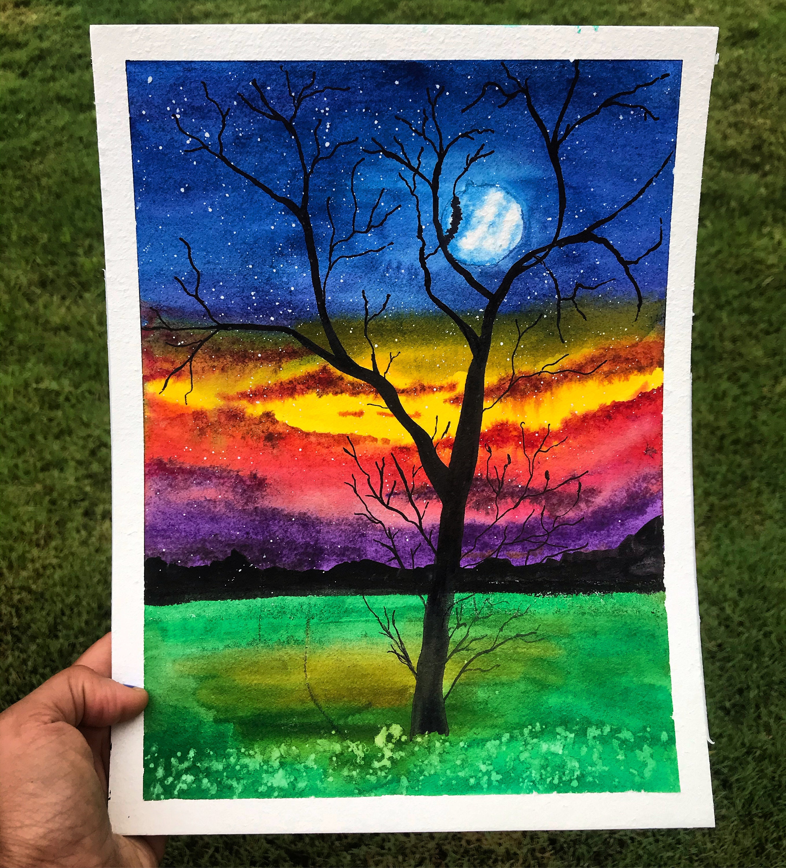 ORIGINAL watercolor painting Evening Etsy