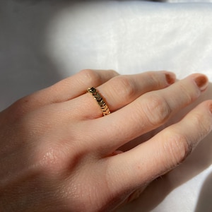 Gold Hematite Beaded Stretch Ring: Dainty Stacking Jewelry