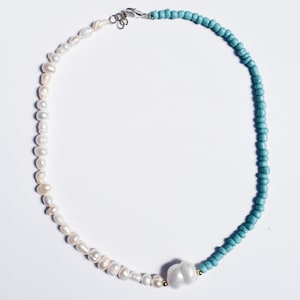 Türkis und Barock Perle Perlenkette | Türkis Boho Statement Halskette | Perlen Sommer Schmuck | Chunky Halskette | Geschenk für Sie