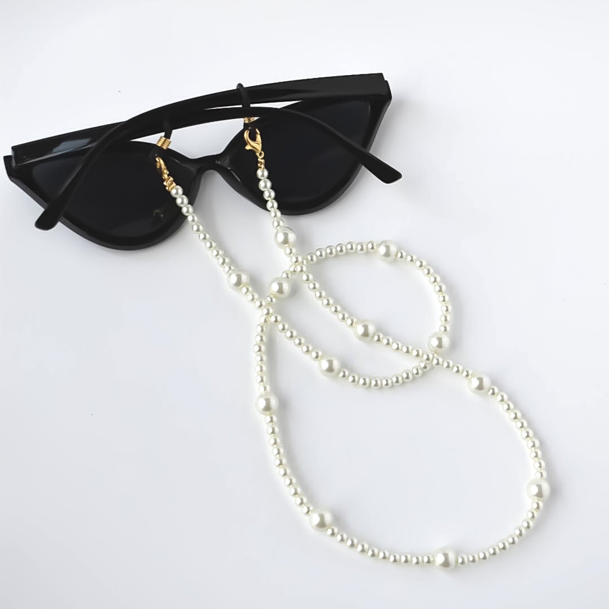 Genuine Freshwater Pearl Beaded Sunglasses Leash Glasses Chain Strap OUNONA Beaded Pearl Imitation Pearls Bead Eyeglass Chain  main image 3