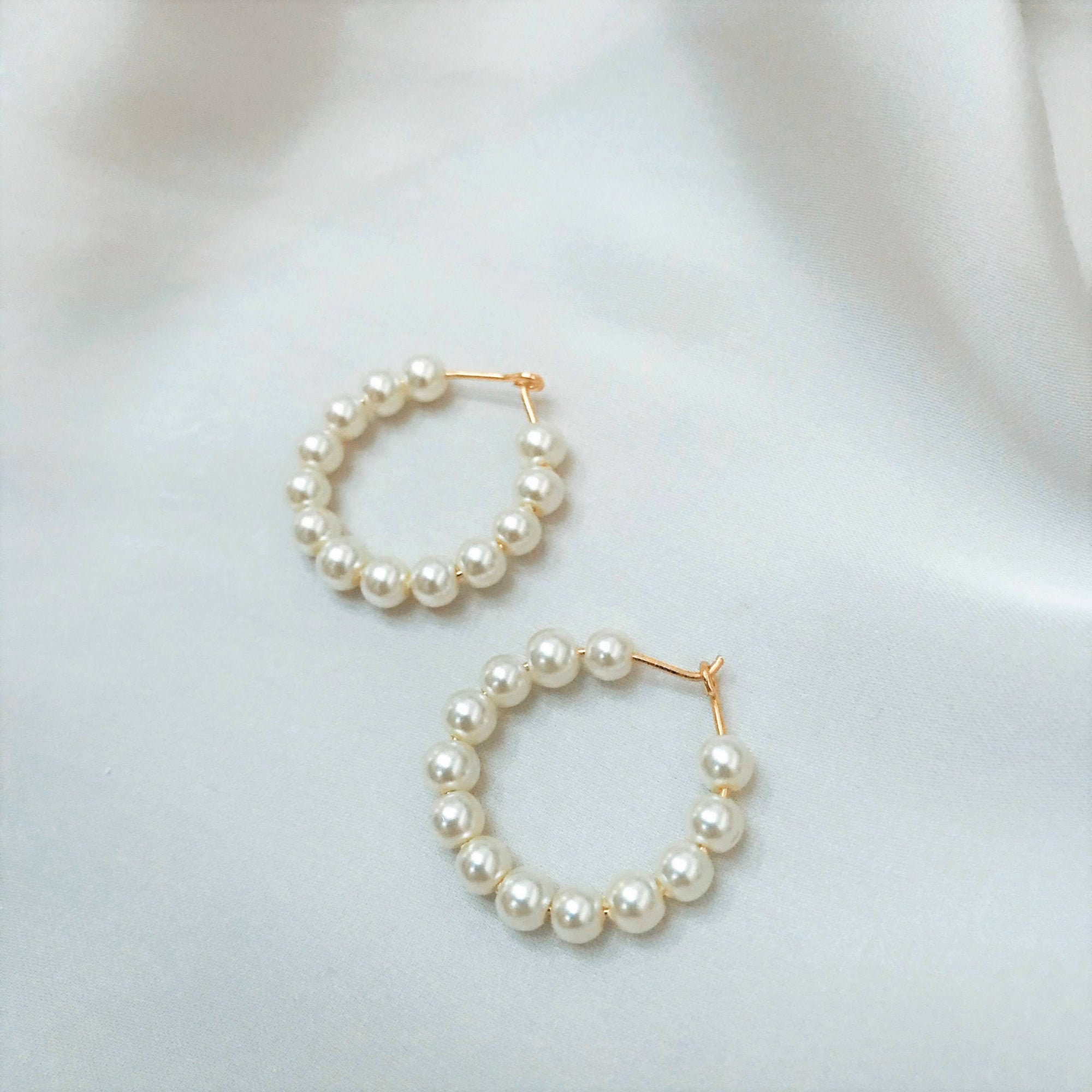 Tiny pearl 2024 hoop earrings