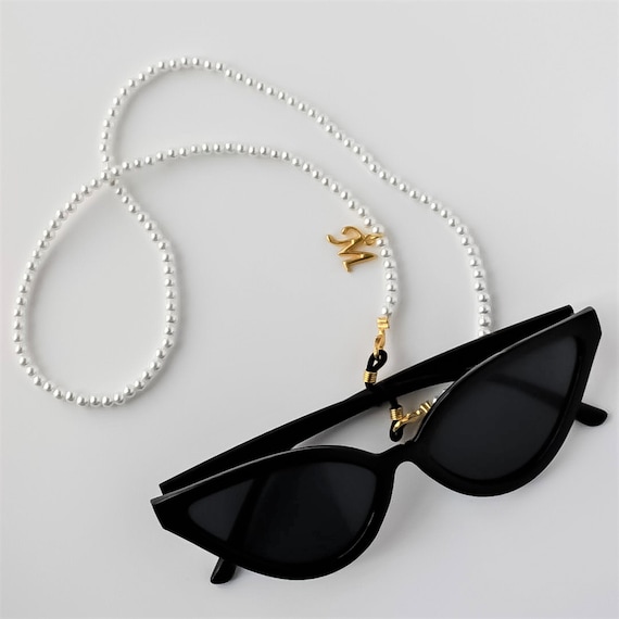 Pearl Sunglasses Chain Custom Initial Letter Sunglasses Etsy