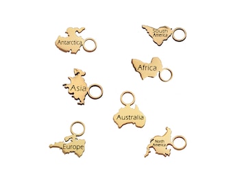 Engraved Continent Traveller Charms - Travel Memories - Collect Your Favourite Places!
