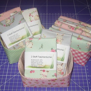 Kinder-Stofftaschentuch Biobaumwolle, Taschentuchbox, Utensilo, Stoffbeutel, Box, Zero Waste, Geburtstagsgeschenk, Babyparty, Wischtuch