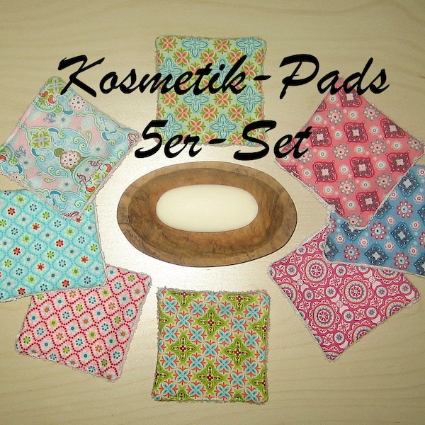 Kosmetik-Pads 5er-Set, Baumwolle 100%, Pads, zero waste, Umwelt, wiederverwendbar, Kosmetik, Geschenk, Beauty, Wellness, Gesichtspflege