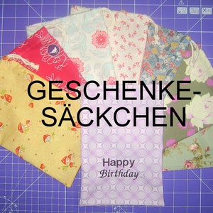 Geschenkesäckchen Happy Birthday, Stoffsäckchen, zero waste, wieder verwendbarer Stoffbeutel, Kleinigkeiten verschenken, Dankeschön