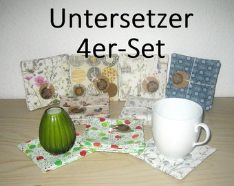 Untersetzer 4er-Set, Baumwolle, waschbar, Wiederverwendbar, Tee, Kaffee, Büro, Weinglas, empfindliche Oberfläche, Kratzer, Unterlage