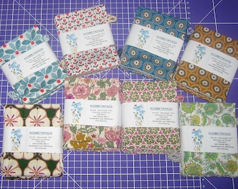 Kosmetikpads 4er-Set mit Henkel, Baumwolle 100%, zero waste, wieder verwendbar, waschbar, Geschenk Freundin, Wellness, Kompresse, Gesicht