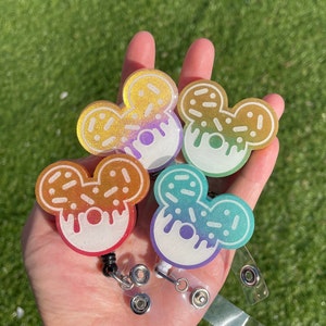 Mouse Shaped Donut Badge Reels | Princess | Ready to Ship | Theme park Treats