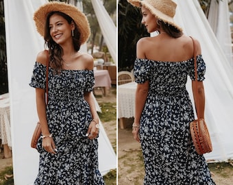 New Blue Dress off Shoulder for Women 