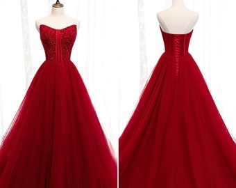 Unique Red Evening Dress Glitters Women ...