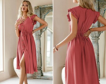 womens pink summer dress