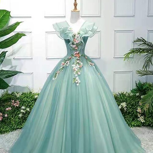 green dress white flowers