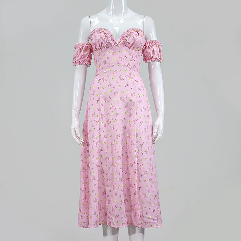 Summer Pink Aesthetic Cottagecore Dress / Floral Picnic dress | Etsy