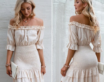 beige summer dress