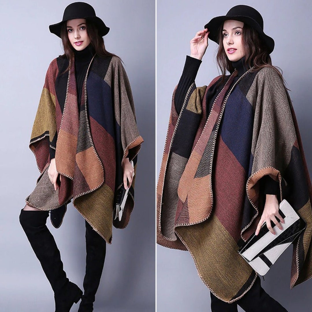 New Plaid Capes Coat for Womenbohemian Cape Coat Casual - Etsy