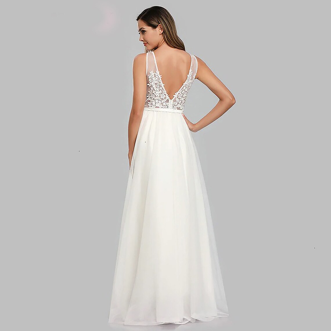 Unique White Evening Dress Sleeveless / ball gown Dress Etsy