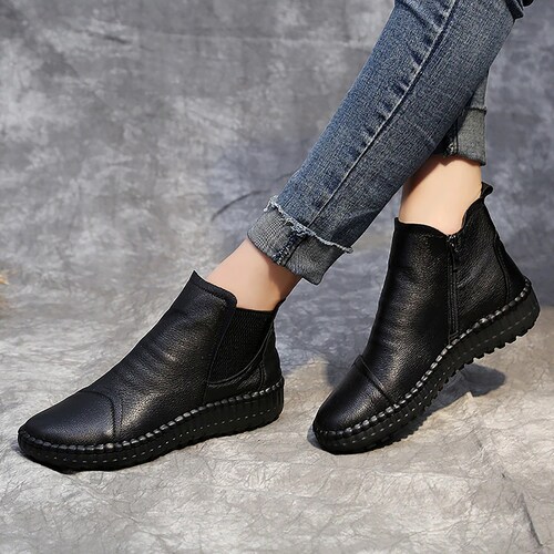 New! Comfortable Black Ankle Shoes for Women, Leather Ankle Shoes Women's, Handmade Ankle Shoes, Casual Ankle Shoes Women's, Handmade Shoes