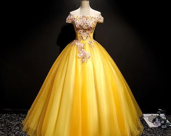 yellow ball dress