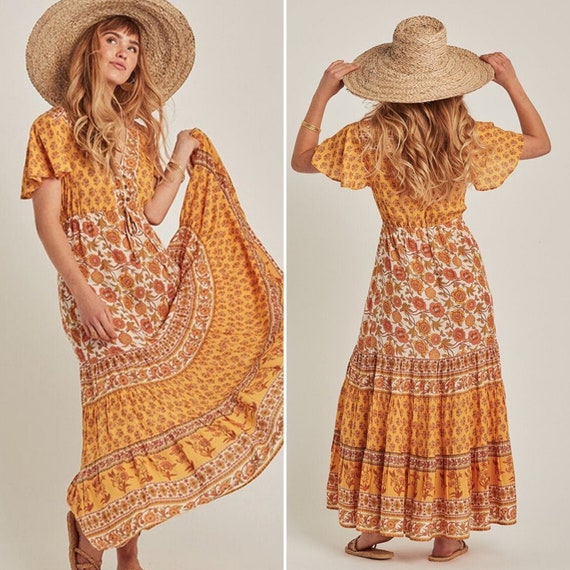 bohemian dress yellow