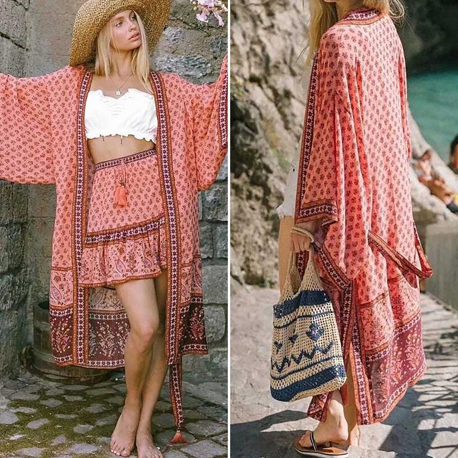 New Summer Beach Kimono Red for women / Red Kimono cover up Etsy