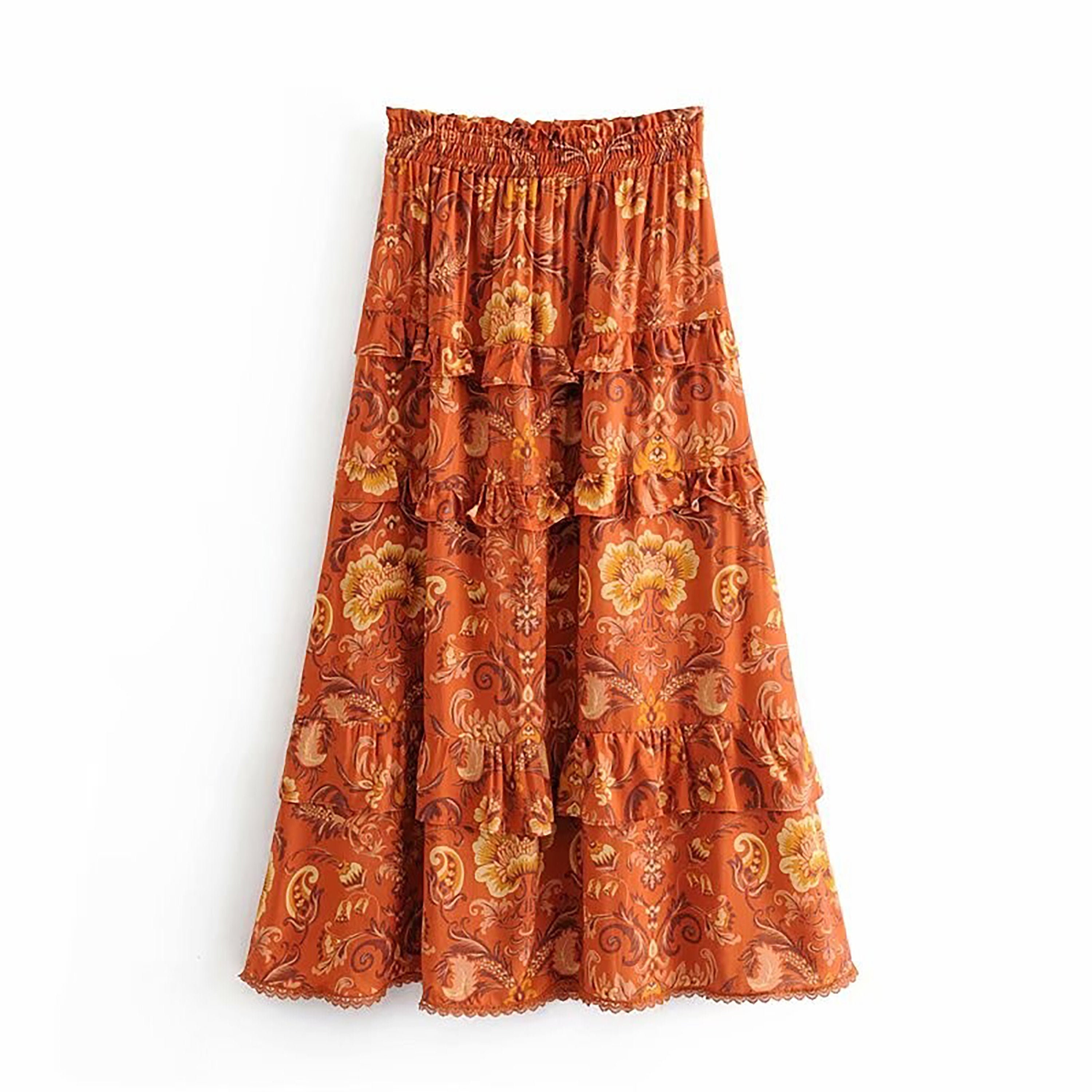 Unique Elegant Boho Skirt Floral Printed with unique design | Etsy