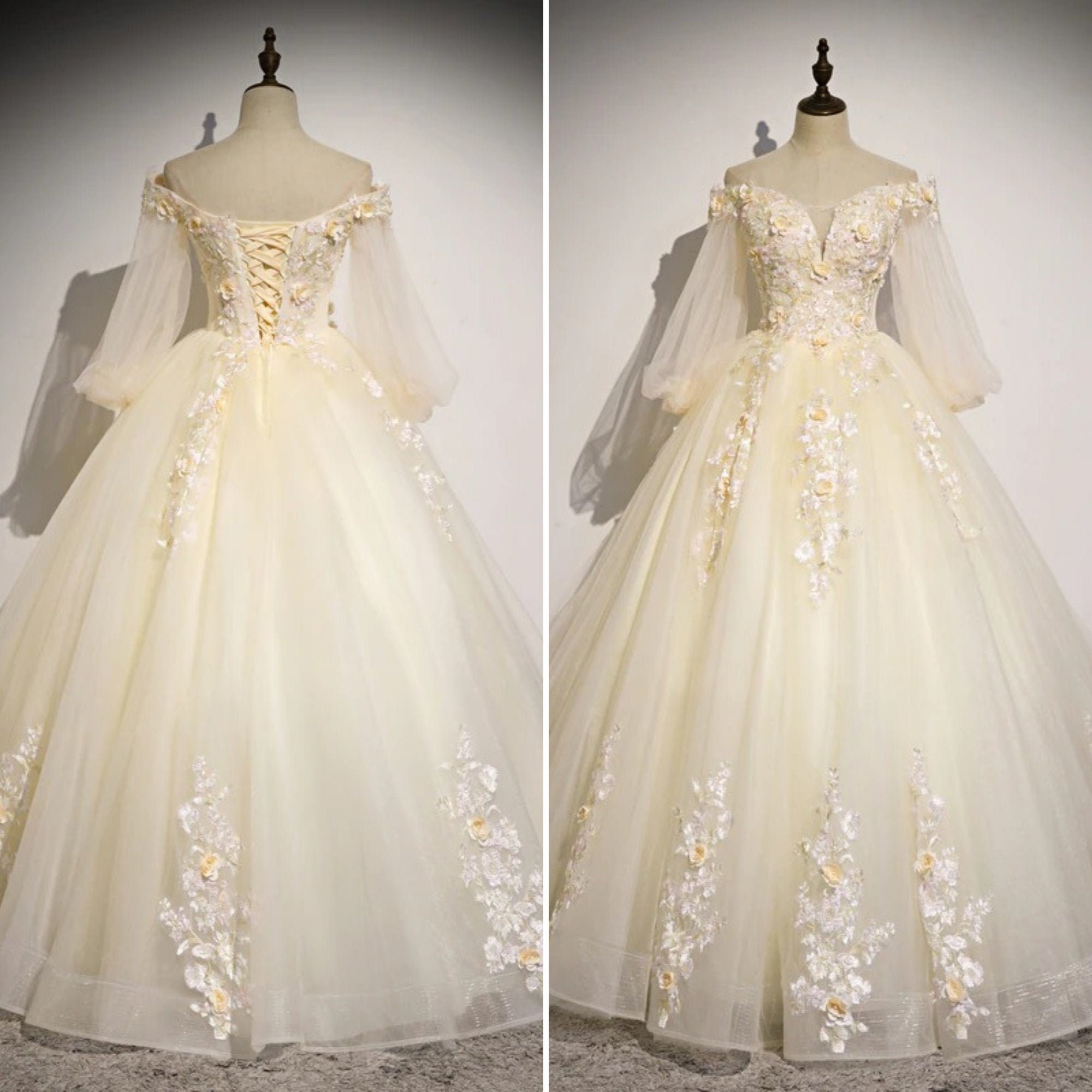 pale yellow prom gown