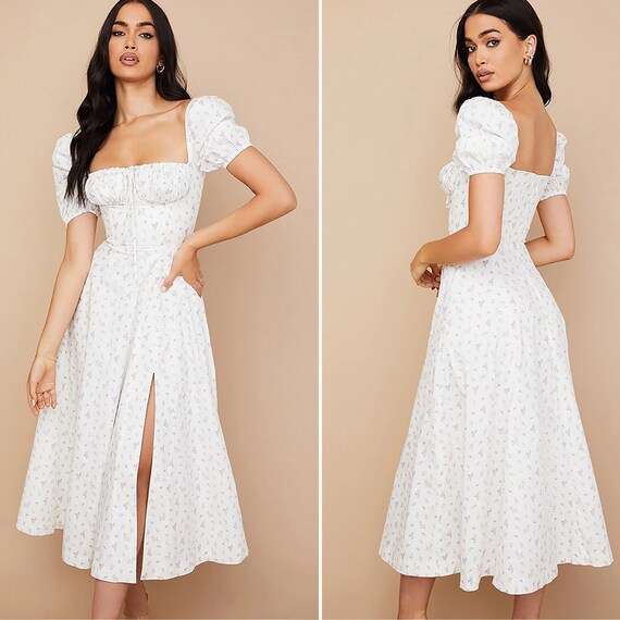 Vintage Cottagecore Dress White Color 